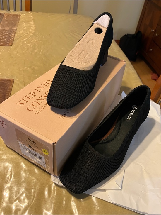 Vivaia Shoes - Women’s Black Knit Block Heel Pumps